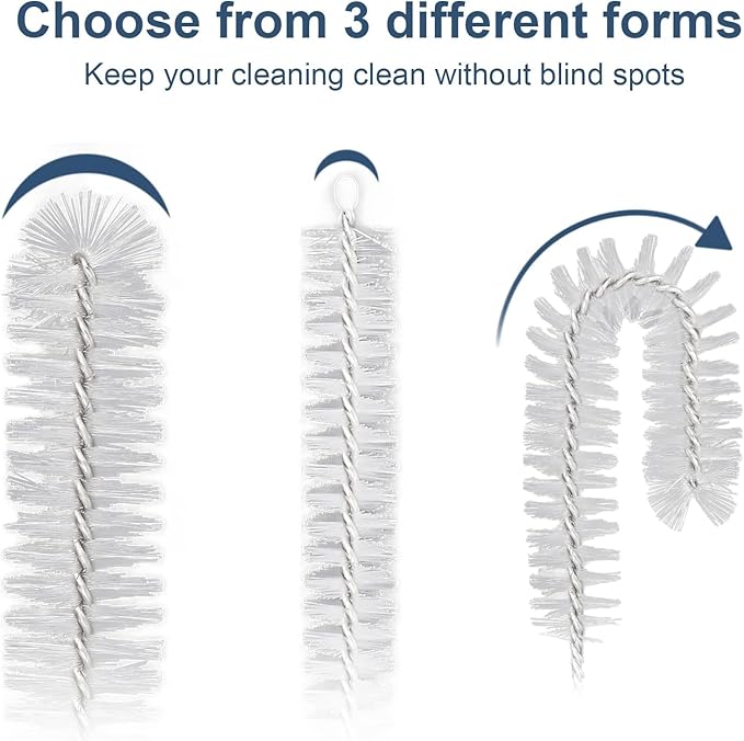 Straw Cleaner Brush Set, 12-Piece 11.8 Inch Long Botthle Cleaning Brush, Nylon Tube Brush Kit for Straws on Tumbler, Water Bottle, Sippy Cup and Pipes, Tubes or Tea Pot Spout