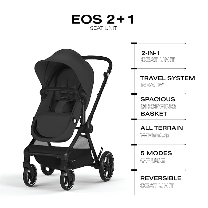 Cybex EOS 2-in-1 Stroller, Moon Black