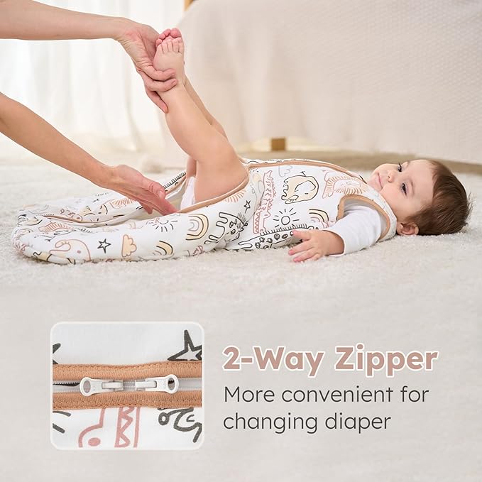 Yoofoss Baby Sleep Sack 6-12 Months, TOG 2.5 Baby Wearable Blanket with 2-Way Zipper, 100% Organic Cotton Fabric Winter Newborn Sleeping sack, Warm Soft Comfy(Medium)