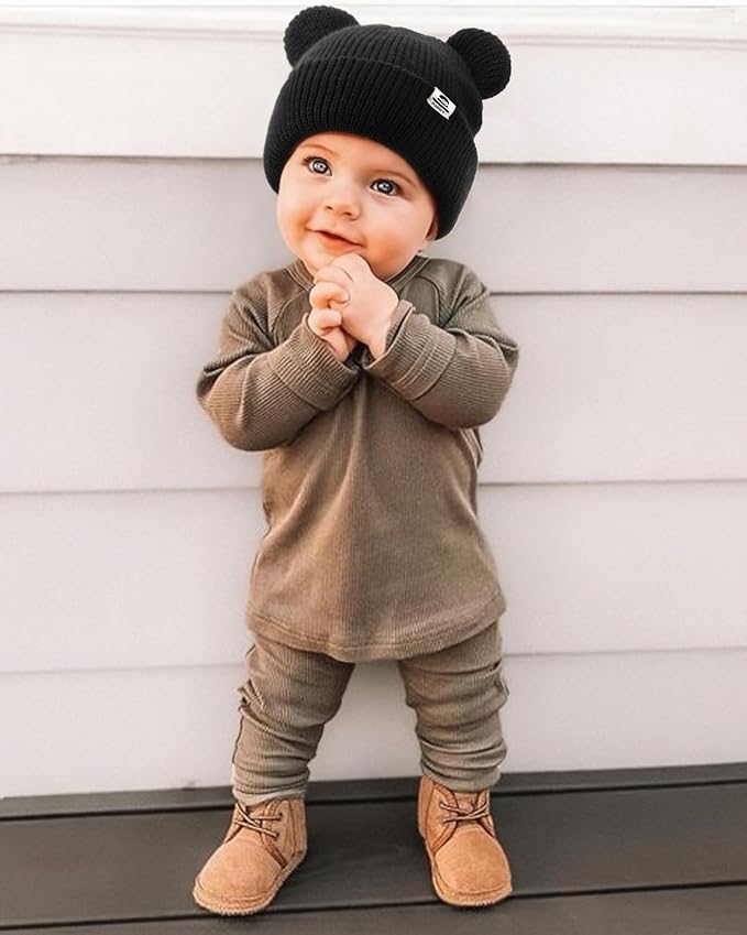 FURTALK Baby Beanie Winter Hat with Bear Ear for Infant Toddler Boys Girls Soft Knitted Skull Cap