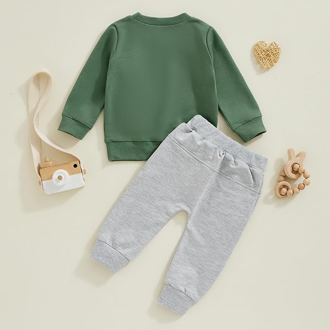 Toddler Baby Boy Fall Winter Outfit Long Sleeve Letter Print Sweatshirts and Jogger Pants Infant Boy Clothes