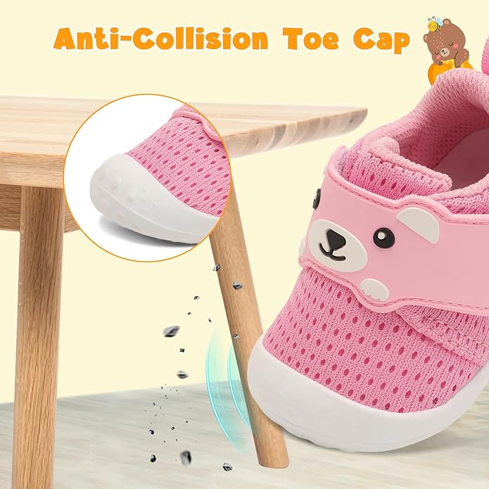 FEETCITY Baby Walking Shoes Wide Baby Shoes Boys Girls Infant Sneakers Crib Shoes Breathable Toddler Barefoot Shoes Slip On Shoes