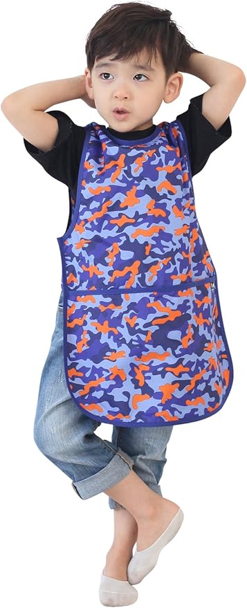 Kids Painting Apron – Waterproof Art Smock for Toddlers & Preschoolers, Messy Play, Baking, Crafts, Cooking, Mealtime