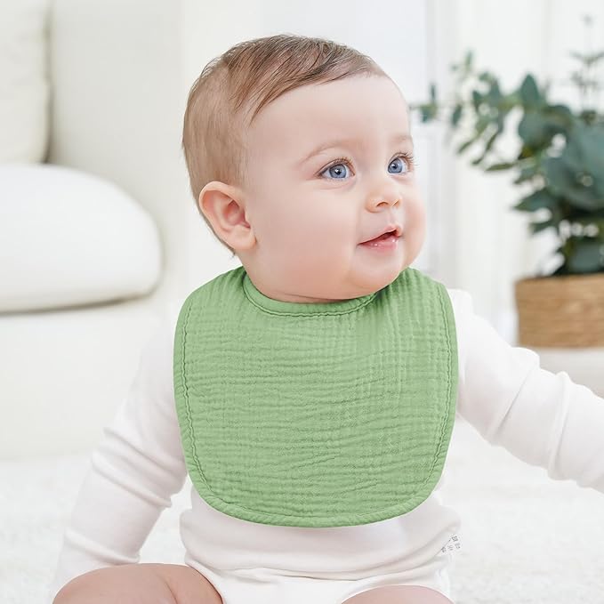 100% Cotton Muslin Baby Bibs 10-Pack Baby Drool Bibs for Unisex Baby Toddlers Infant Newborns Drooling and Teething