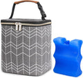 Breast Milk Cooler Bag with Ice Pack Fits 4 Baby Bottles Up to 9 Ounce, Baby Bottle Bag Great for Nursing Mom Daycare, Grey
