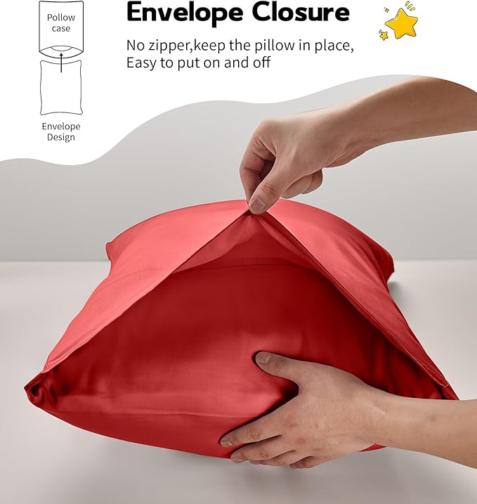 Deep Dream Toddler Pillowcases for 13x18 Pillow 2 Pack, 100% Cotton Travel Pillow Case Cover, 600 Thread Count Cotton Pillow Covers, Soft & Breathable Small Pillow Cases Envelope Closure, Dark Red