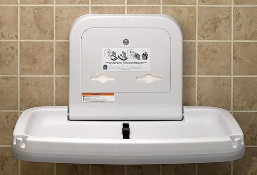 Koala Kare KB200-05SS Horizontal Wall Mounted Baby Changing Station with Stainless Steel Veneer, White Granite