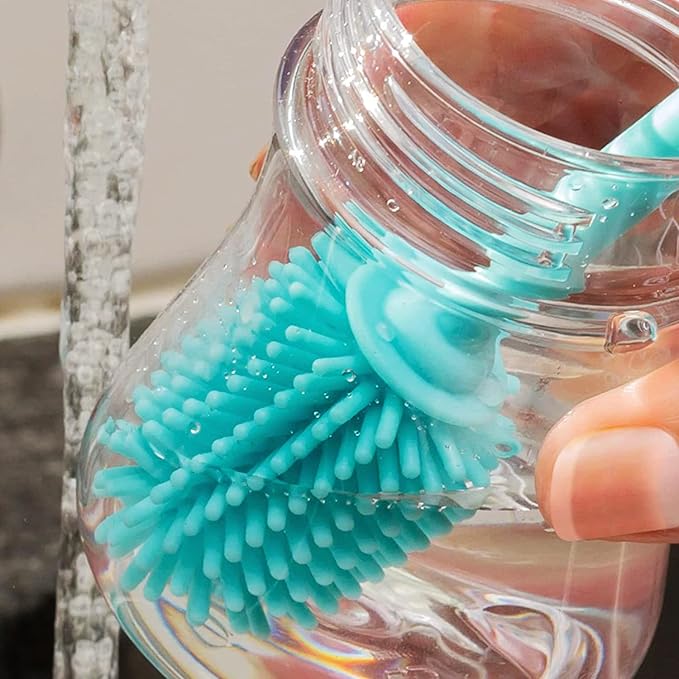 12.5” Silicone Bottle Brush & Straw Cleaner Brush Set | Water Bottle Cleaner for Hydro Flasks, Tumblers, Glassware, Vases and Narrow Neck Containers