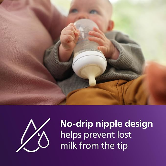 Philips Avent Natural Baby Bottles with Natural Response Nipples (Fast Flow, Flow 4), 11oz, 4-Pack, SCY906/04