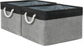 Organization and Storage Bins for Shelves - 17X15X12 inch 2 Pack Foldable Baskets for Organizing, Fabric Storage Cubes with Rope, Storage Box for Decorative Cloth (Black & Grey)