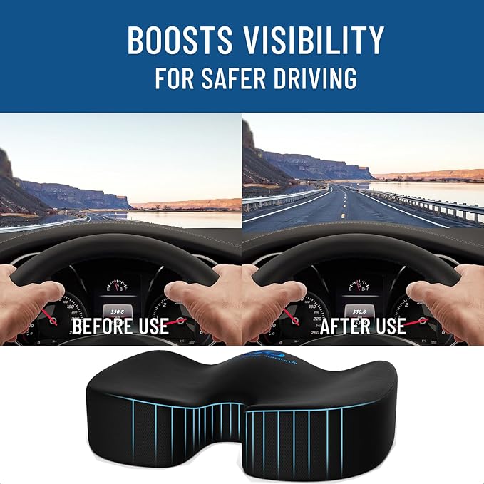 Everlasting Comfort Doctor Recommended Memory Foam Seat Cushion for Office Chairs & Car Seat - Ergonomic Office Desk Accessories for Tailbone Pain Relief, Sciatica & Back Support