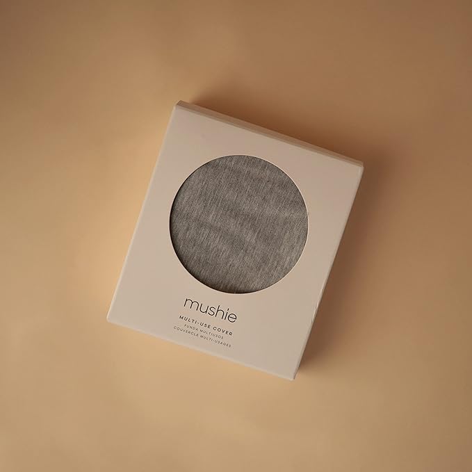 mushie Baby Car Seat Canopy Cover | Breathable & Stretchy Multi Use Cover for Breastfeeding, Nursing, High Chair, Shopping Cart, Strollers (Grey Melange)