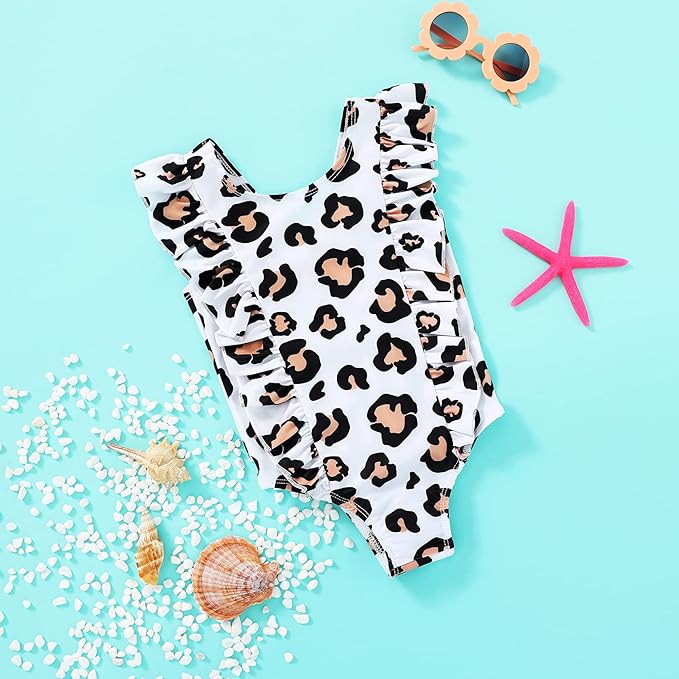 Happy Town One-Piece Infant Toddler Baby Girl Summer Swimsuit Watermelon Leopard Ruffle Swimwear Bikini Bathing Suit