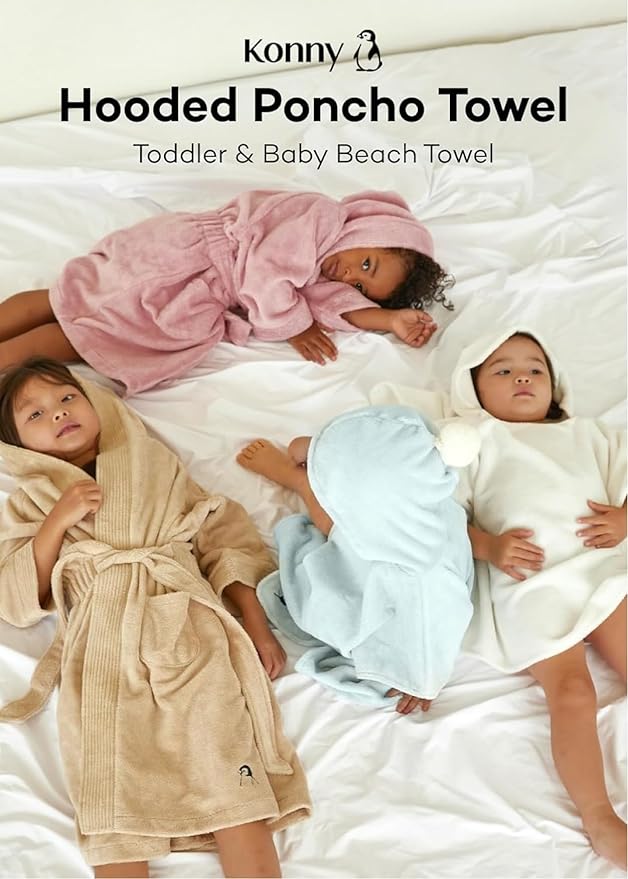 Konny Baby Hooded Towel Plush Thick & Cozy Soft-Touch Absorbent Rayon from Bamboo Cotton Baby Bath Beach Towel, Oeko-TEX, Newborn Boys Girls Toddler (White, Small)