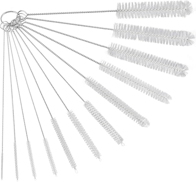 Straw Cleaner Brush Set, 12-Piece 11.8 Inch Long Botthle Cleaning Brush, Nylon Tube Brush Kit for Straws on Tumbler, Water Bottle, Sippy Cup and Pipes, Tubes or Tea Pot Spout