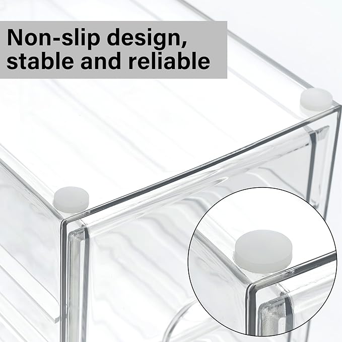 Prsildan Acrylic Drawer Makeup Organizer with 5 Drawers, Hair Accessories Organizer, Office Desk Organization, Clear Stackable Storage Drawers for Vanity, Countertop, Craft, Jewelry