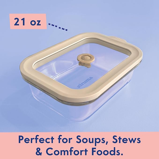 Ziruma Non-Toxic 2.6 Cup Glass Food Storage Containers With Lids - Soup Containers with Lids, Plastic Free Meal Prep, Airtight Food Container, Microwave and Freezer Safe, 4 Pack