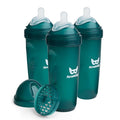 Herobility Double Anti-Colic Baby Bottles – 12 fl oz/340ml – 3-Pack – Dark Green