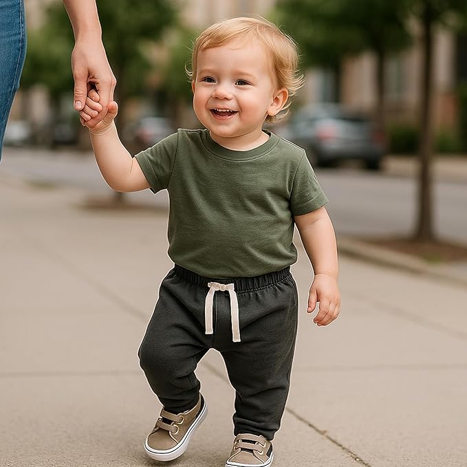 SOBOWO Newborn Baby Boy Girl 3-Pack Joggers Infant Baby Cotton Harem Pants for Toddler Boys Girls 0-3T Interlock 195 GSM