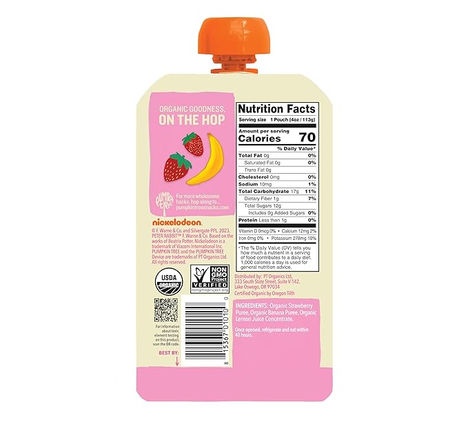 Peter Rabbit Organics Fruit Flavors Variety Pack - Squeezable Snack Pouches 4 oz. (Pack of 18)