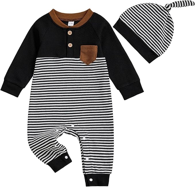 Kuriozud Newborn Infant Unisex Baby Boy Girl Clothes Button Romper Jumpsuit Basic One Piece Outfits