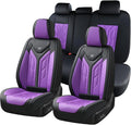 Coverado Car Seat Covers Full Set, Car Seat Protectors Leather Seat Covers for Cars, Automotive Seat Covers Car Accessories Universal Fit for Most Sedans SUV Pick-up Truck(Black&Purple)