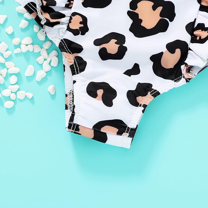 Happy Town One-Piece Infant Toddler Baby Girl Summer Swimsuit Watermelon Leopard Ruffle Swimwear Bikini Bathing Suit