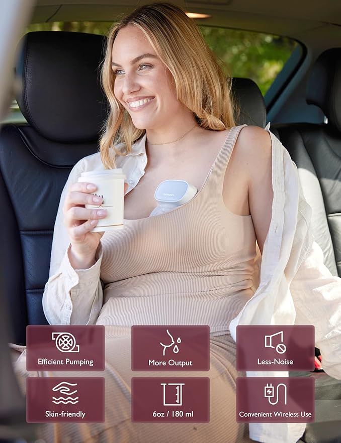 Momcozy S9 Pro Upgraded Wearable Breast Pump, Hands-Free Design with Extended Battery Life & LED Display, Double Electric Portable Pump with 2 Modes & 9 Levels, 24mm, 1 Pack, Gray