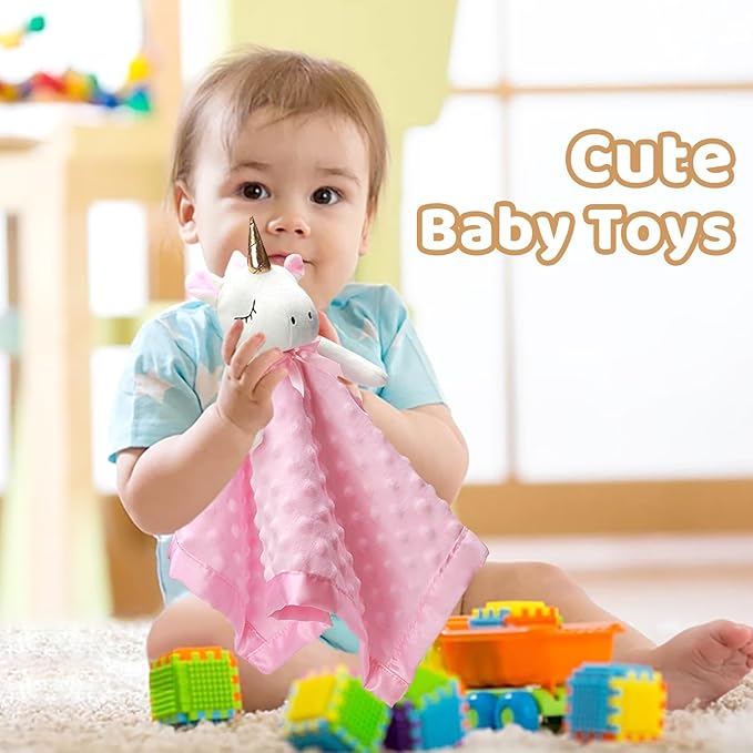 Pro Goleem Unicorn Loveys for Babies Soft Plush Pink Security Blanket for Girls Snuggle Toy Stuffed Animal Lovies for Babies Baby Girl Gifts for Newborn, Infant and Toddler, 16 Inch