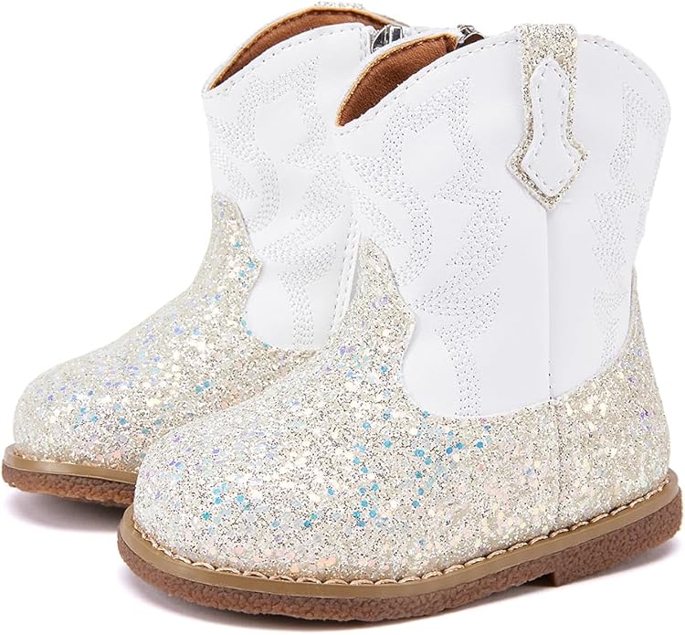 BMCiTYBM Baby Cowboy Cowgirl Boots Infant Western Shoes Boys Girls Round Toe Boots All Seasons 6-24 Months