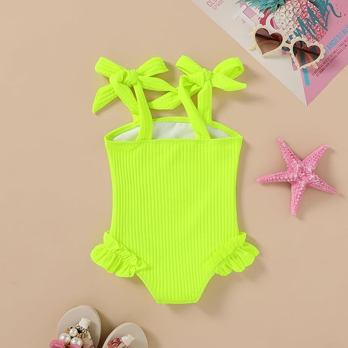 Happy Town Toddler Swimsuit Girl Solid Color Stripe One-Piece Baby Bathing Suits