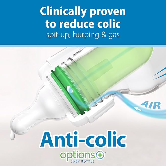 Dr. Brown’s Natural Flow® Anti-Colic Options+™ Narrow Baby Bottle, Lavender, 4oz/120mL, with Level 1 Slow Flow Nipple, 3-Pack