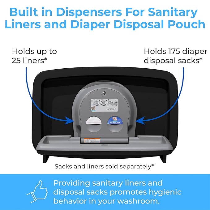 Koala Kare Baby Changing Station Horizontal Recessed-Mounted, Model KB310- SSRE-MBLK (Matte Black)