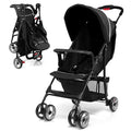 HONEY JOY Travel Stroller, Quick Fold Lightweight Baby Umbrella Stroller for Airplane, Adjustable Canopy & Backrest, Storage Basket, Removable Meal Tray, Compact Stroller Newborn and Toddler(Black)