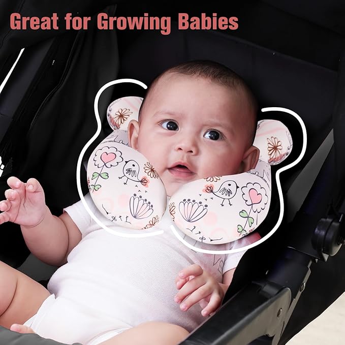 KAKIBLIN Baby Neck Pillow, Upgraded Baby Support Pillow,Babies Head Pillow,Neck Support Pillow for for Car Seat,Pushchair,Travel (Hippo)