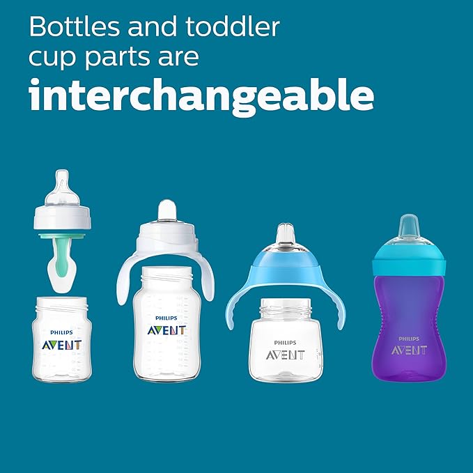 Philips Avent Anti-Colic Baby Bottle with AirFree Vent, 9oz, with Flow 2 Nipples, 1m+, 4pk, Pink, SCY703/14