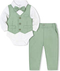 Baby Boy Clothes Suits Infant Gentleman Wedding Outfit Formal Dress Shirt Vest Bowtie Pants 4Pcs Baby Suit Sets