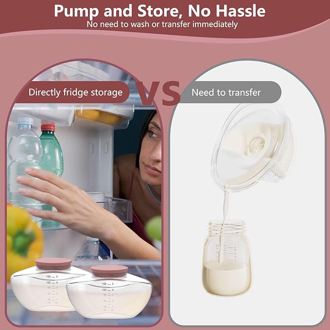 1 Pack Breastmilk Collection Replacement Accessories for Momcozy Upgraded Mobile Flow M9, Upgraded M9 Milk Container with Red Silicone Cap, Not Mom Cozy Original Parts
