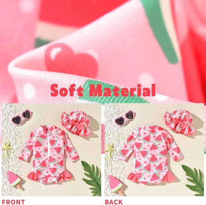 Aalizzwell Baby Girls Long Sleeve One Piece Swimsuit with Hat