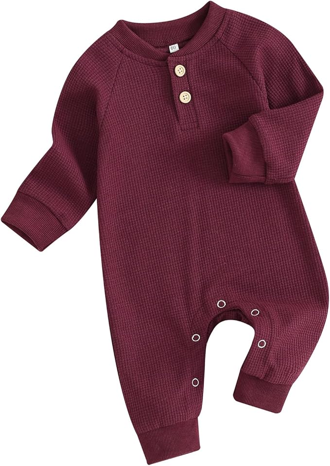 Kuriozud Newborn Infant Unisex Baby Boy Girl Clothes Button Romper Jumpsuit Basic One Piece Outfits