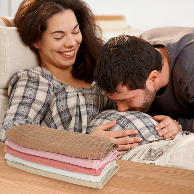 Muslin Burp Cloths 100% Cotton Baby Burp Cloths Soft, Absorbent 10x20 inches for Girls and Boys Baby Essentials