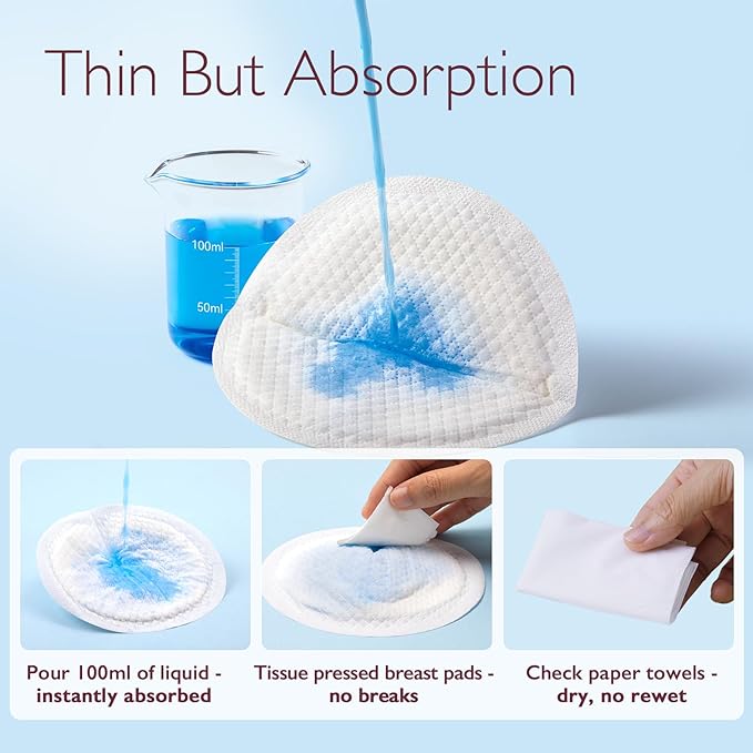 Momcozy Ultra-Thin Disposable Nursing Pads, Ultra-Absorbent and Breathable Portable Breast Pads, Make The Breasts Light and Unburdened, with Reinforced Adhesive, Individually Packaged (200 Count)