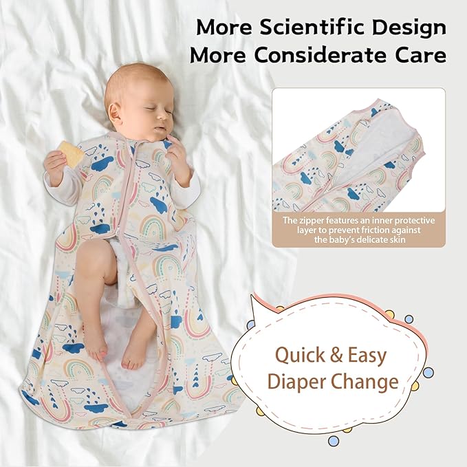 Baby Sleep Sack 6-12 Months,100% Cotton TOG 0.5 Wearable Blanket for Boys and Girls, 3 Pack 2-Way Zipper Lightweight Sleeping Bags for Toddler Newborn Infant