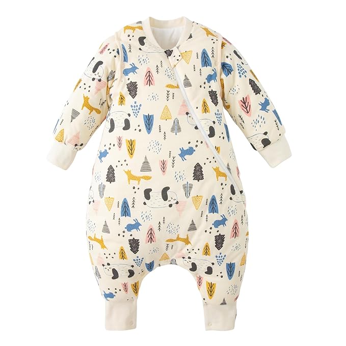 Duomiaomiao Unisex Baby Sleep Sack, 3.5 TOG Winter Cotton Toddler Sleeping Bag with Feet, 2-Way Zipper for Early Walkers