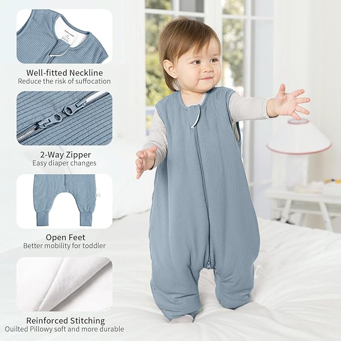 Rayon Made from Bamboo Toddler Sleep Sack with Feet 3t-4t 1.0 Tog Breathable Sleep Sack 36-48 Months Ultra Soft Baby Wearable Blanket with Legs Unisex Sleeping Bag with 2-Way Zipper