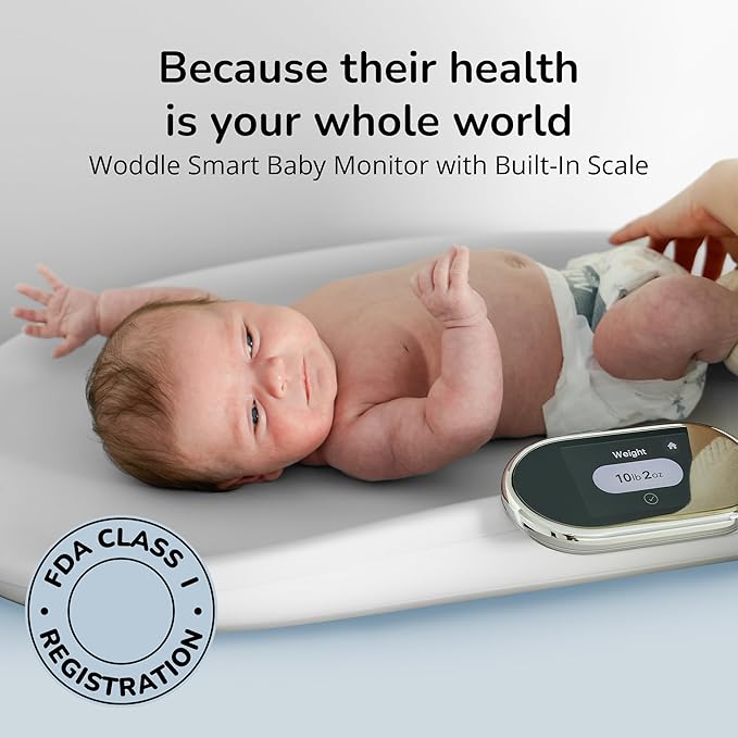 Woddle Multifunctional Smart Baby Changing Pad with Precision Scale for Critical Weight Monitoring + AI App, Noise Machine, Warmer, Night Light, Touchscreen Tracker, All-in-One