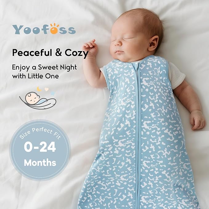 Yoofoss Baby Sleep Sack 18-24 Months 0.5 Tog Wearable Blanket for Baby, 3 Pack 100% Organic Cotton Infant Toddler Sleeping Sack 2-Way Zipper Lightweight Sleep Sack