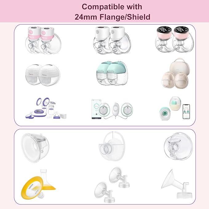 Flange Insert 17/19mm 8PCS Compatible with 24mm Flange/Shield of Most Pumps,Suitable for Momcozy/Medela/Spectra/TSRETE/Paruu Wearable Breast Pump,Reduce 24mm Tunnel Down to Correct Size,4pc/Size