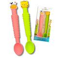 3-in-1 Silicone Baby Spoon Self Feeding 6+ Months - Pediatric OT Designed Teether Spoon, BPA Free Toddler Utensils, Mess-Free, Fun for Baby Led Weaning Supplies, Cow & Tiger