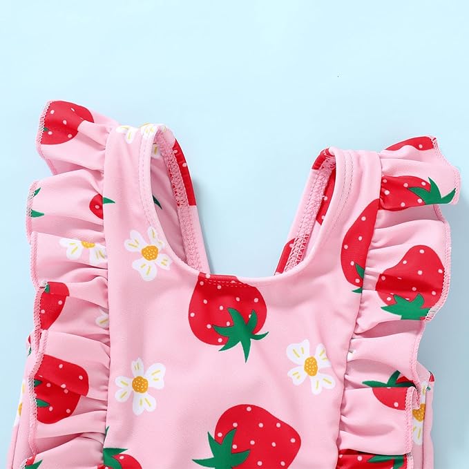 Happy Town One-Piece Infant Toddler Baby Girl Summer Swimsuit Watermelon Leopard Ruffle Swimwear Bikini Bathing Suit